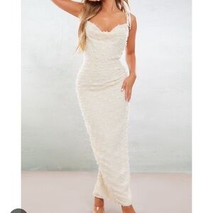 Cream cowl neck maxi dress